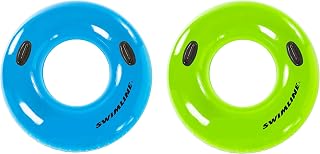 Swimline 42'' Suntanner Inflatable Pool Ring Float - Transparent Cool Design, Dual Handles, UV-Resistant for Lazy River Relaxation