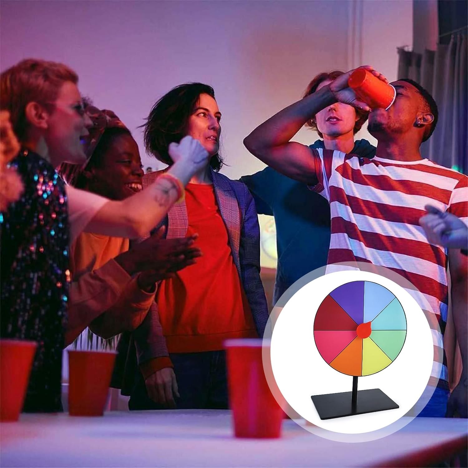 WVD 7.8inch Spinning Wheel, 8 Color Plinko Game Board Large, with Writing Pen,Easy to Clean Prize Wheel,Desktop Roulette Wheel, Party, Birthday, Games and Events - Image 6