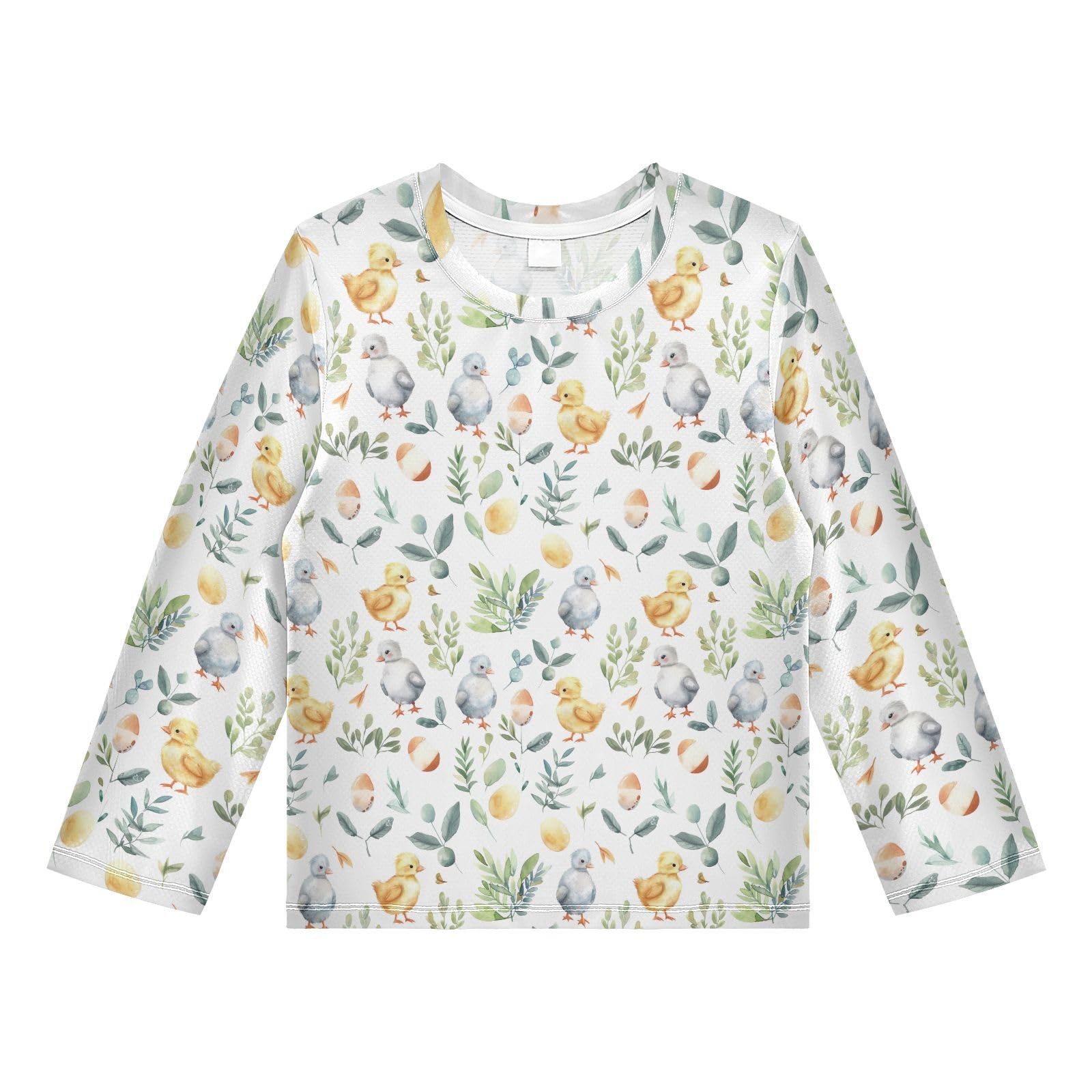 Easter Chick Pattern Boys Rash Guard Swim Shirts Long Sleeve UPF 50+ Quick Dry Sun Protection Shirt Swimwear Surf Tops for Toddler Kid Fishing Swimming Outdoor 11-12T Multicolor