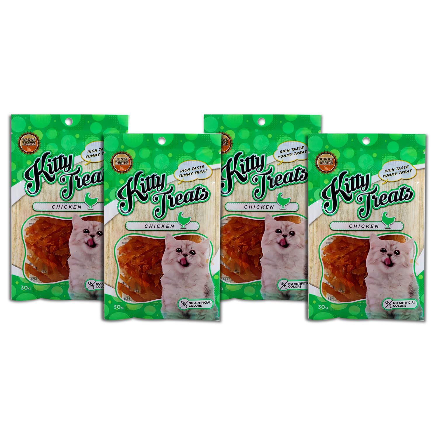 Rena Cataholic Neko Chicken Jerky Sliced Cat Treat, 30 G (Pack of 4),All Life Stages