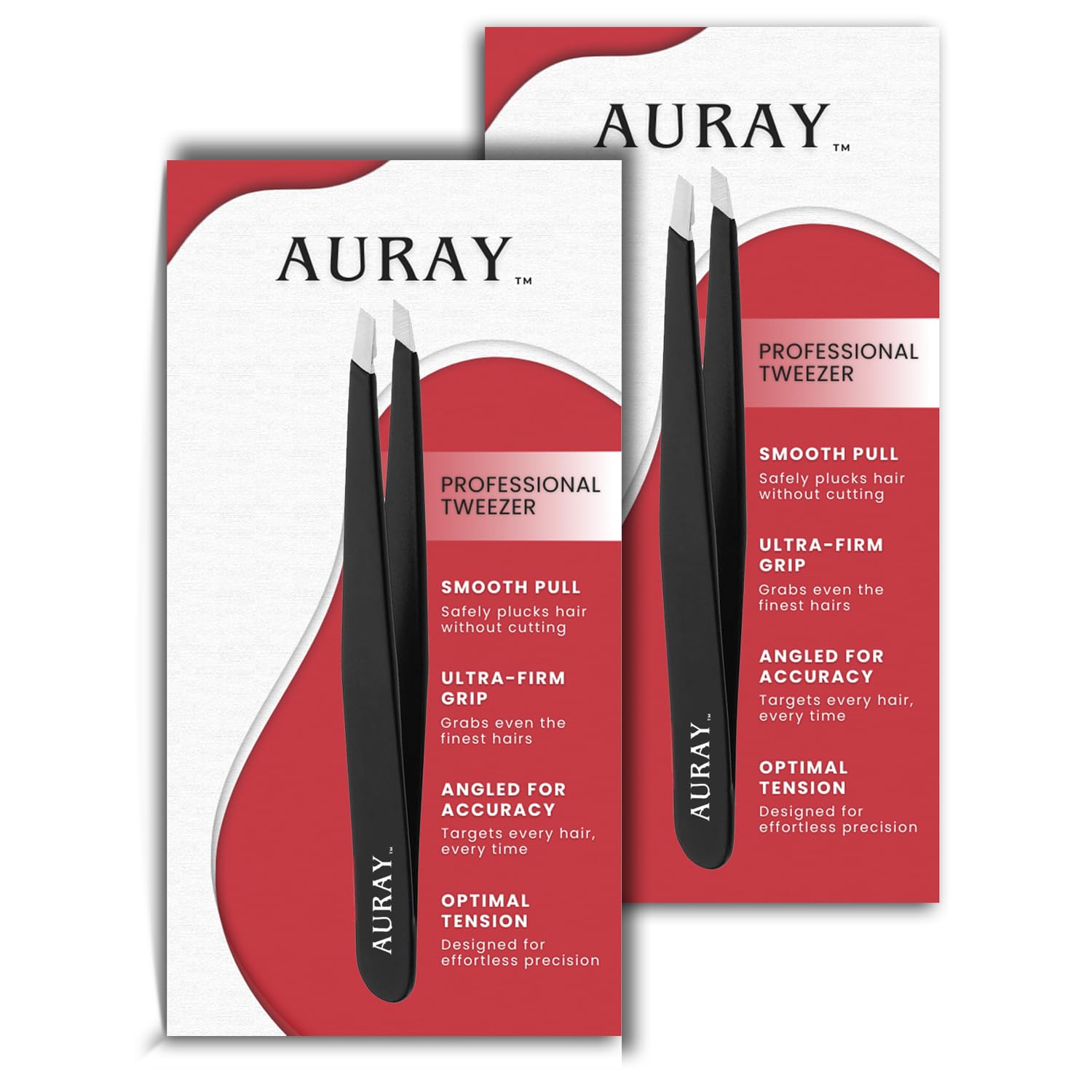 Auray Men's Black Eyebrow Tweezers Stainless Steel Facial Hair Removal Tweezers For & Wo In With Slanted Tip For Easy Plucking By (2)