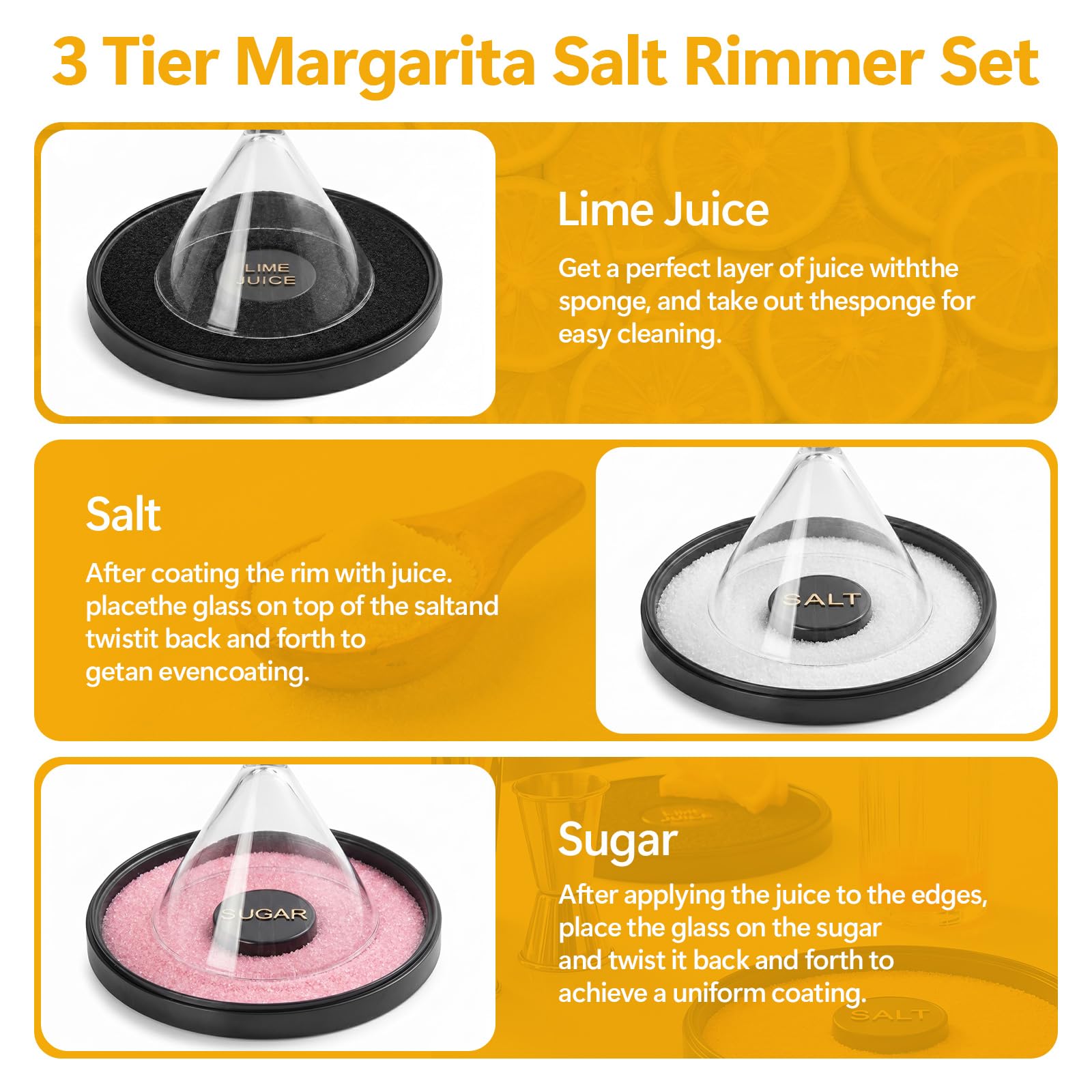 Margarita Salt Rimmer Set - Stackable Cocktail Station -4 Margarita Salt Rimmer Set - Stackable Cocktail Station -4