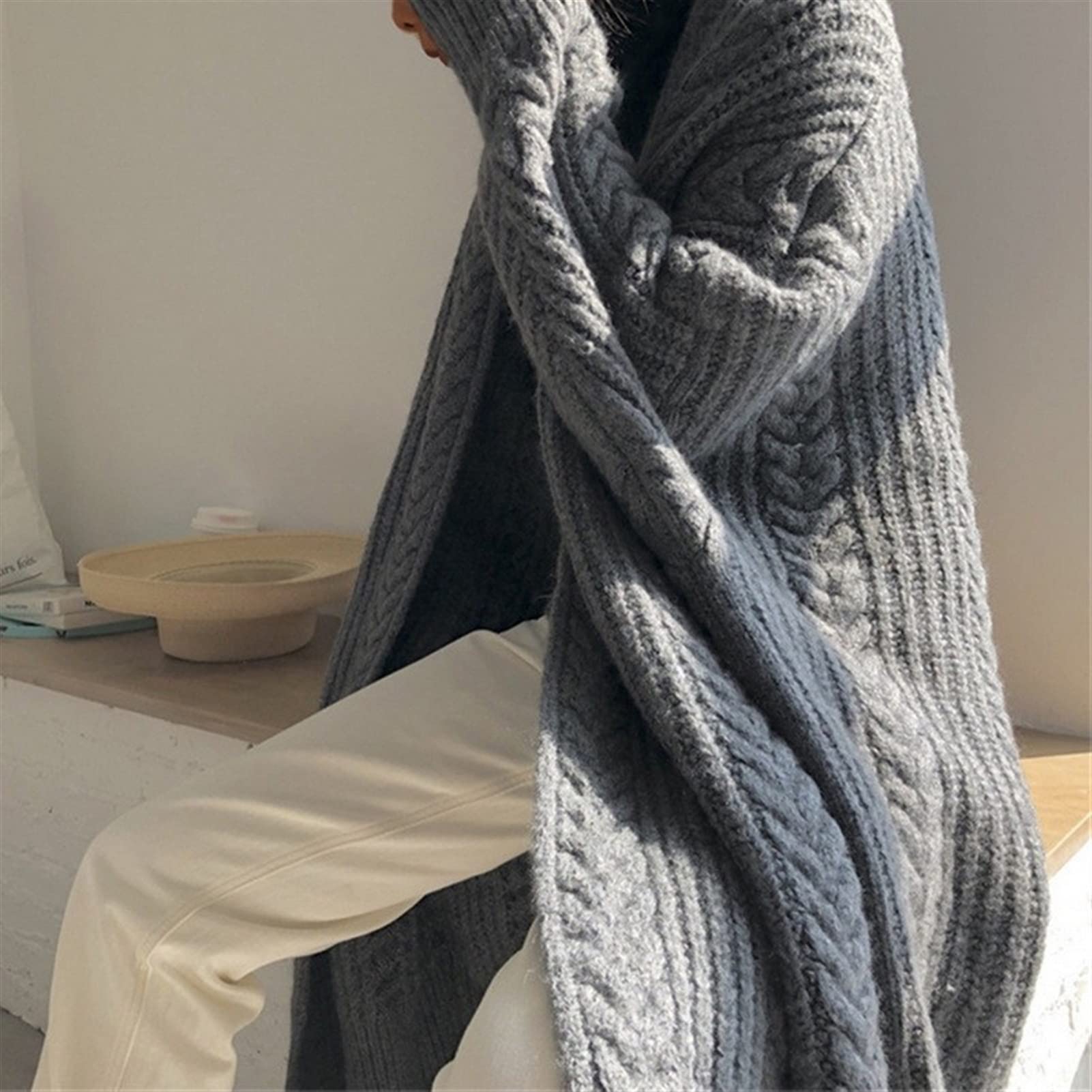 Nowy Casual Długi Sweter Z Dzianiny Topy Damskie Luźny Sweter W Stylu Vintage Solidny Sweter Oversize Modne Ciuchy Sweater