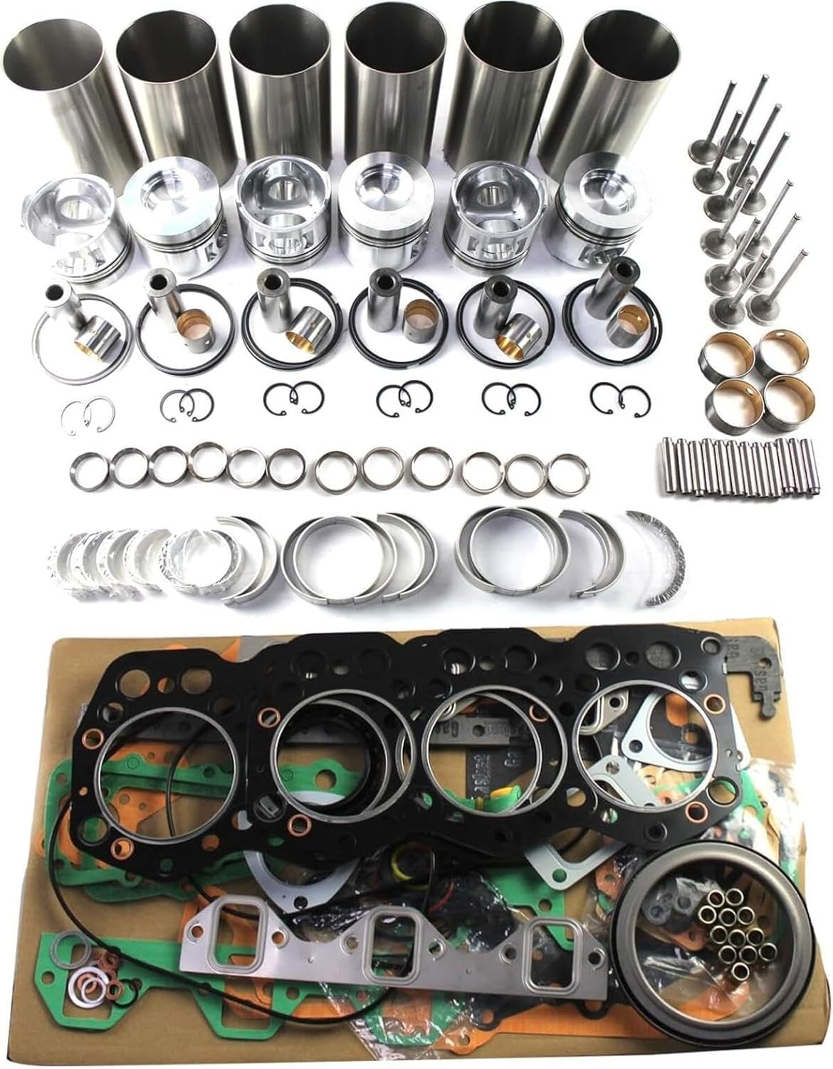 3066 S6K S6KT Engine Overhaul Rebuild Kit, Piston Liner Kit with Gasket Set, Compatible with for Mitsubishi Engine, Fits Caterpillar 320B 320C 320D 320L 318C 321B Excavator