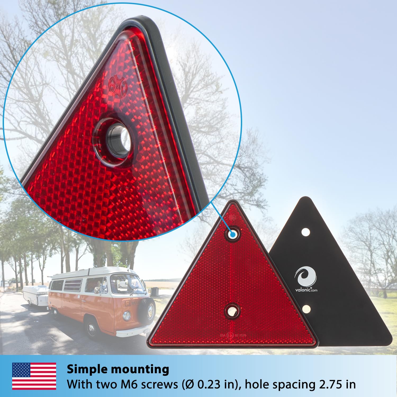 valonic triangle reflector,2 pieces - 6 x 6 inch - reflector for