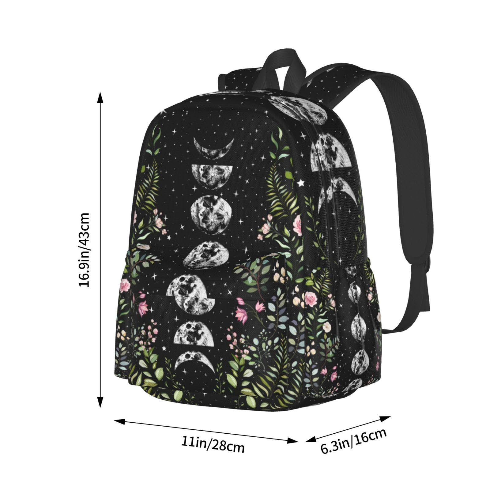 MOLIAN Floral Lunar Night Sky Moon Eclipse Stylish Backpack With Adjustable Padded Shoulder Straps Daypacks For Girls College Travel