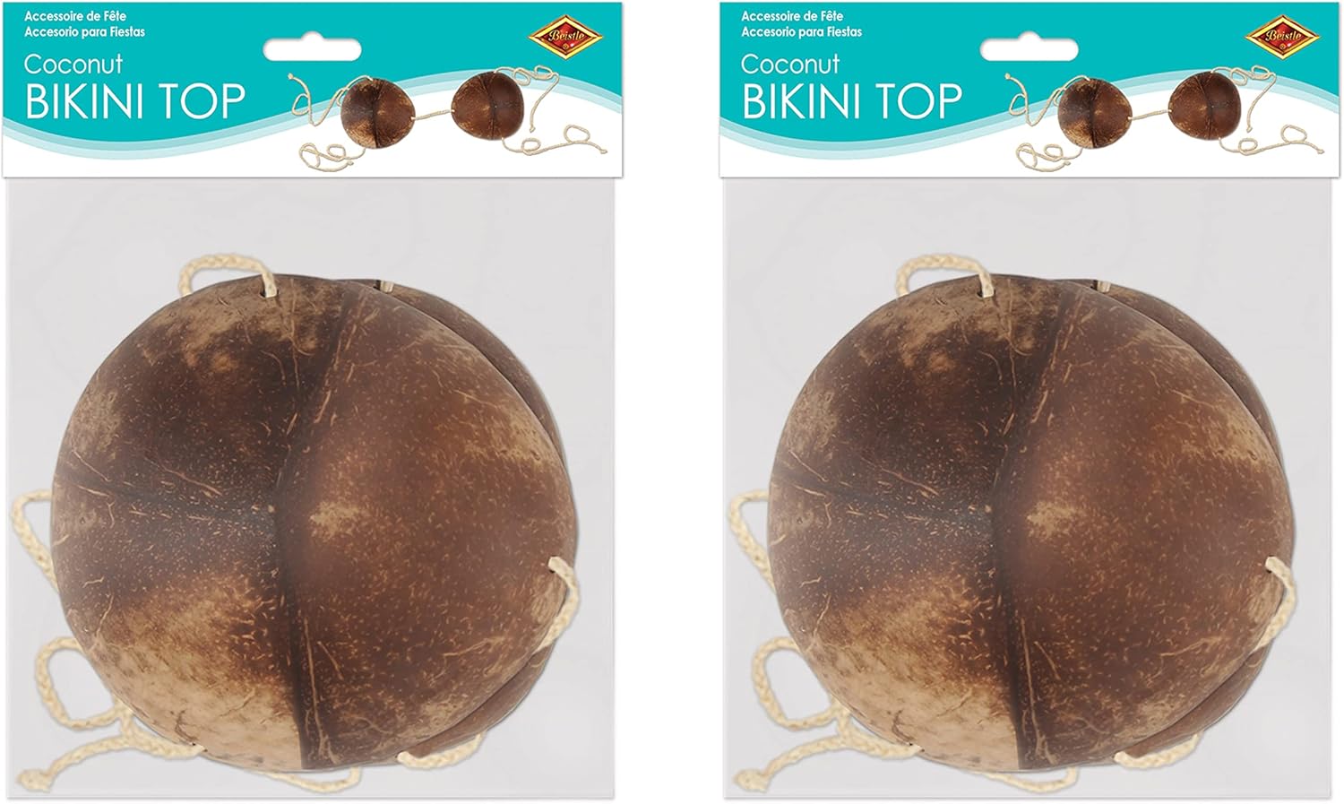 Beistle Coconut Bikini Tops 2 Piece, Brown/Off White : Clothing, Shoes & Jewelry