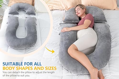 Miniatura 4 de INSEN Almohadas de embarazo, almohada corporal desmontable para dormir, enfermera y relajarse, almohadas de embarazo multiusos para mujeres