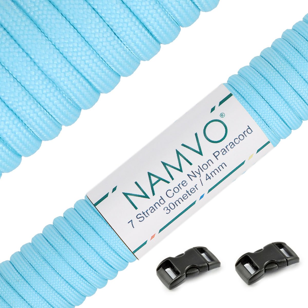 Namvo Luminous Blue 550 Luminous Glow In The Dark Paracord Mil Spec Type Iii 7 Strand Parachute Cord Blue 100Ft / 30 Meters