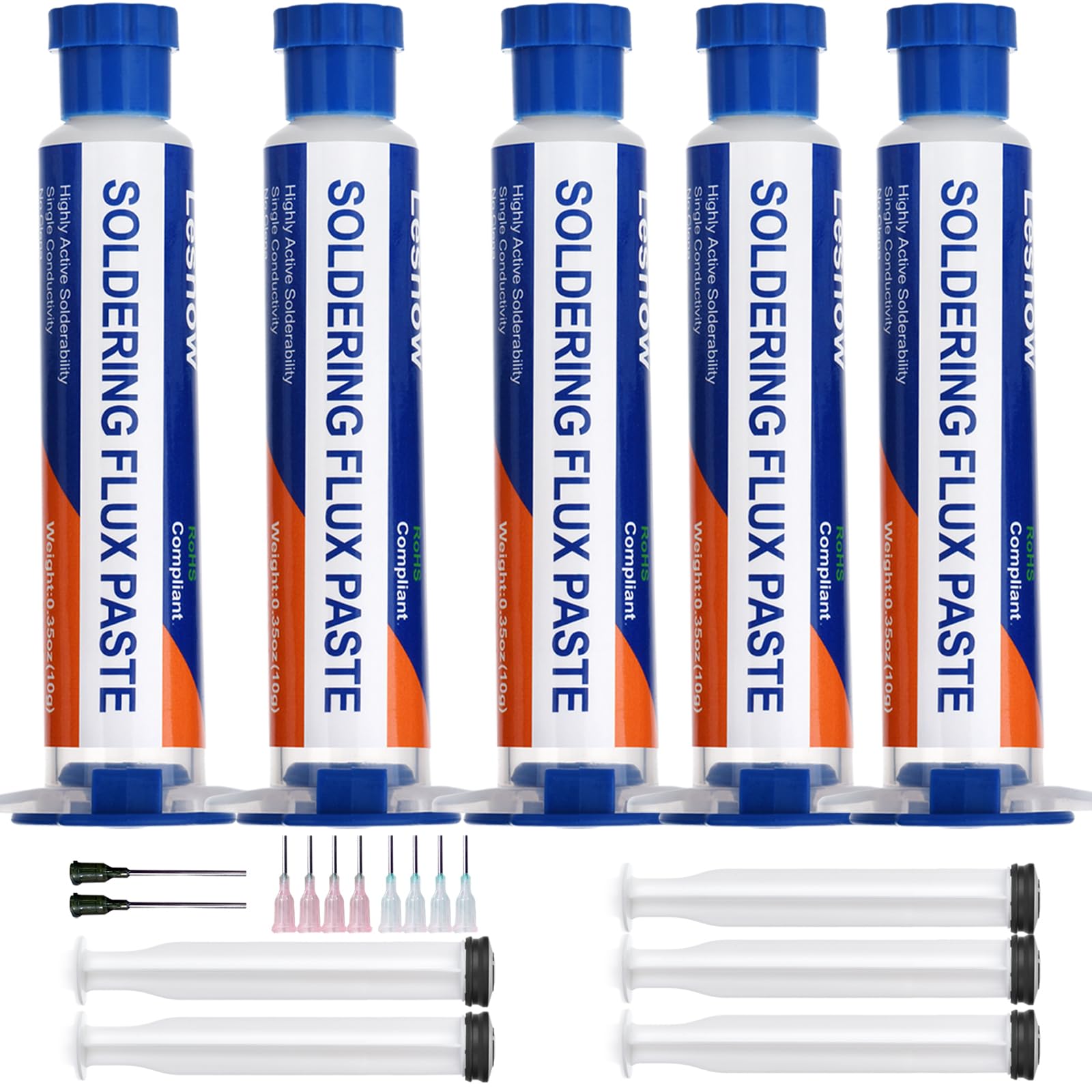 Lesnow Solder Flux Paste And Solder Wick Braid, No Clean Soldering Flux(10cc) Soldering Remover Tool, 10ft Desoldering Wick Braid For Electronics Repair For Disassemble Electrical Components