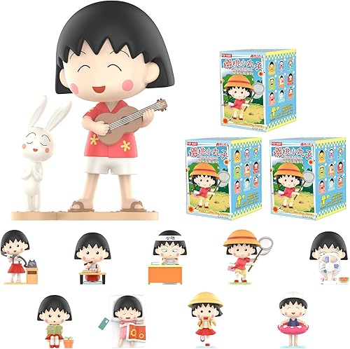 POP MART Chibi Maruko-Chan - Figura de acción de juguete, colección de juguetes 3 de 9, diseño de caja aleatoria de vida interesante, juguetes