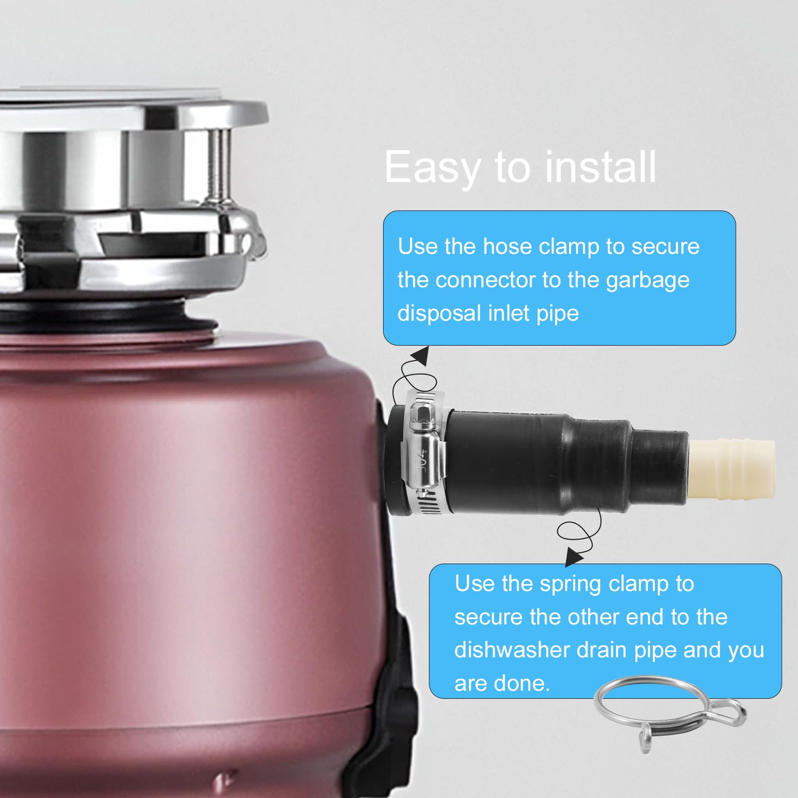 Adaptador universal de manguera de drenaje para lavavajillas, compatible con la mayoría de lavavajillas, conector de eliminación de basura para lavavajillas, incluye 1 conector de entrada, 1