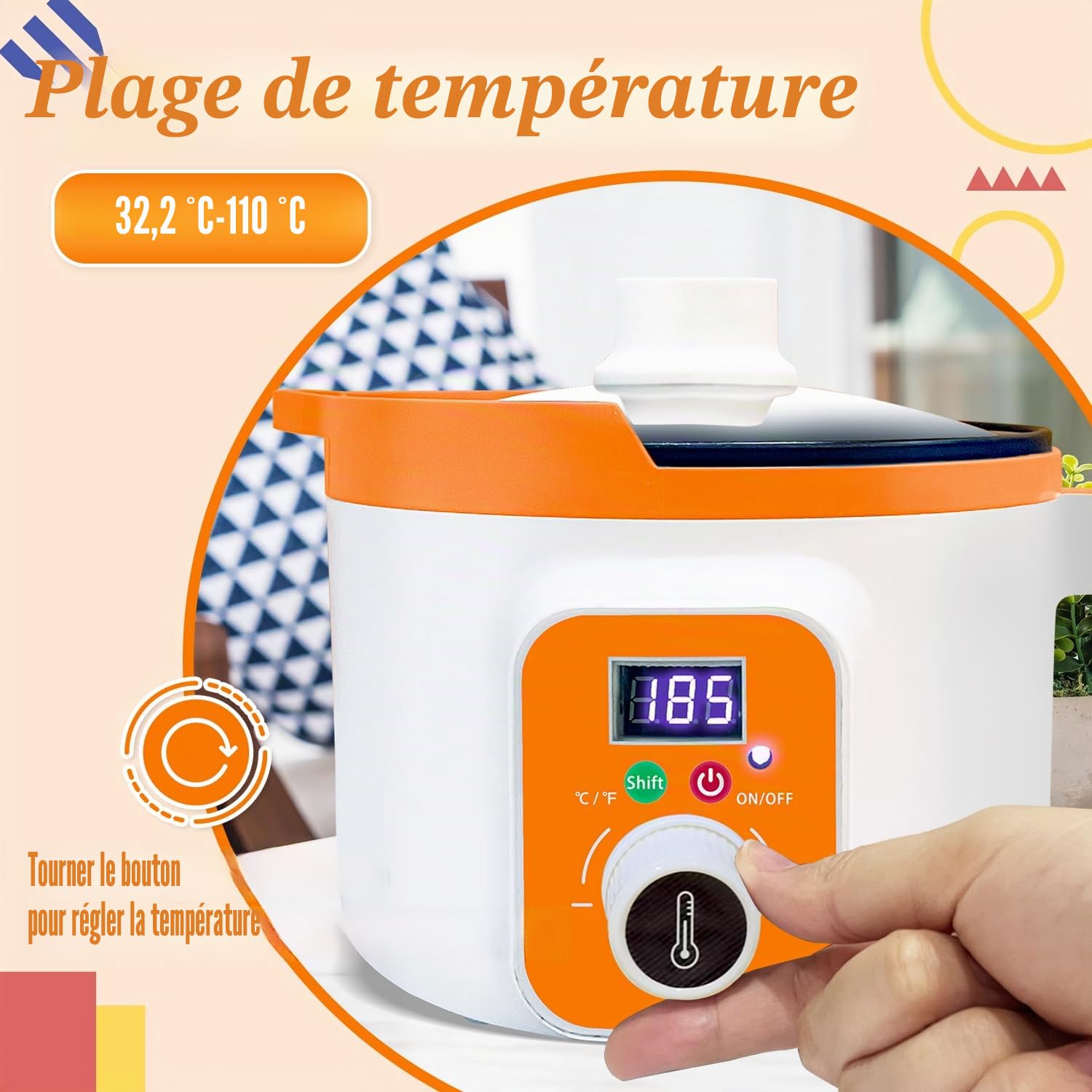 Fondoir à cire électrique avec écran LED, fondoir numérique pour cire de bougie avec bec verseur, machine à bougies à température constante