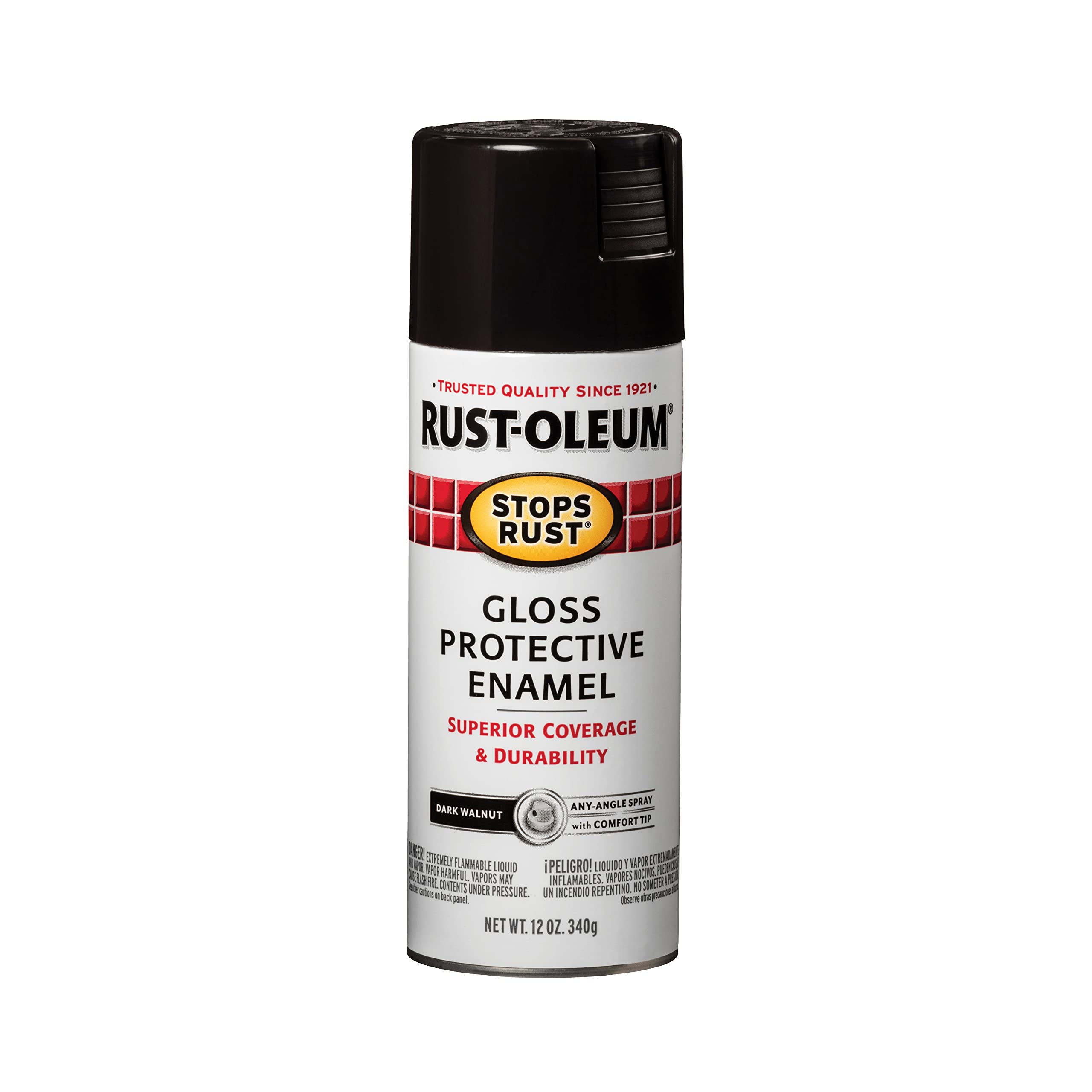 Rust-Oleum 262661 Stops Rust Spray Paint, 12 oz, Gloss Dark Walnut