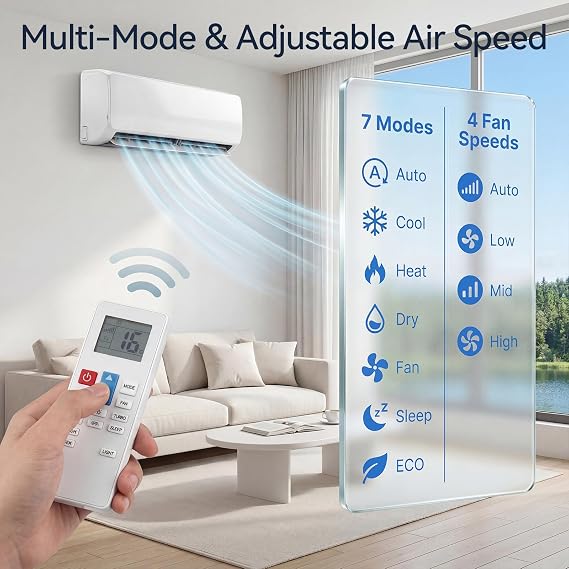 12000 BTU Mini Split Air Conditioner Heat Pump, 17 SEER2 115V Mini Split AC/Heating System with Self-Cleaning, Quiet Ductless Inverter System, Cools Up to 750 Sq.Ft,Installation Kit Included