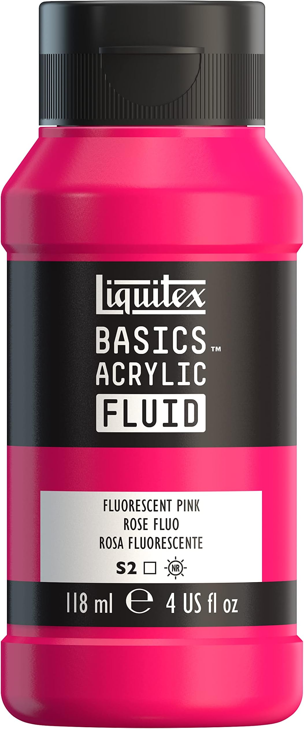BASICS Acrylic Fluid Paint, 118ml (4-oz) Bottle, Fluorescent Pink