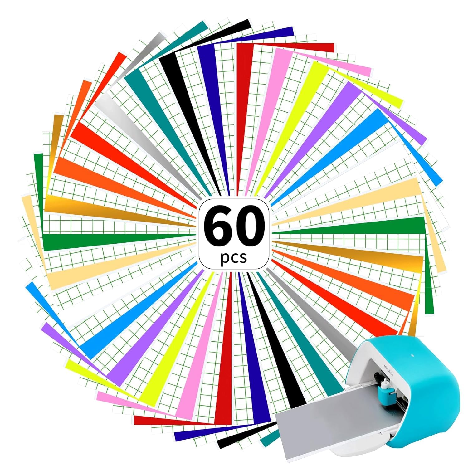 Smart Vinyl Permanent for Cricut Joy, 60 Sheets(5.5 x 12in) Craft Adhesive Vinyl, 30 Colors Vinyl Bundle Pack for Signs Stickers Decals Walls Doors & Windows