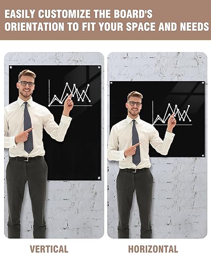 Miniatura 8 de Mifuro Pizarra magnética de cristal, 60 x 48 pulgadas, para pared, sin marco, pizarra de borrado en seco para oficina, hogar y escuela, color negro