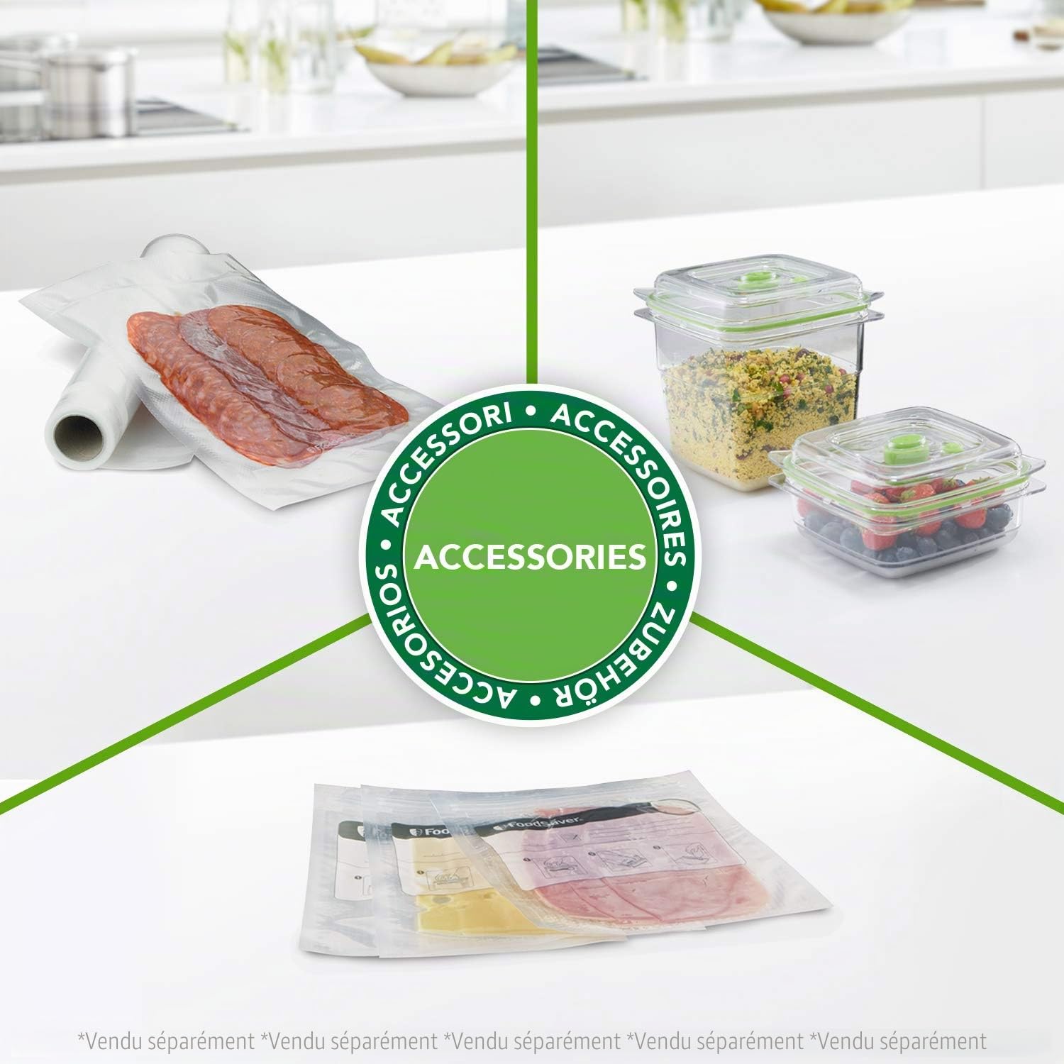 FoodSaver Machine Sous Vide avec compartiment de rangement pour rouleau et cutter, fonction marinade, inclus sacs de mise sous vide assortis et adaptateur intégré [FFS017X ]