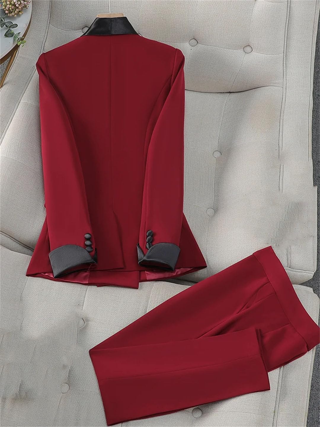 Elegante traje de pantalón para mujer, ropa de trabajo, oficina, negocios, conjunto de 2 piezas, chaqueta formal y pantalones