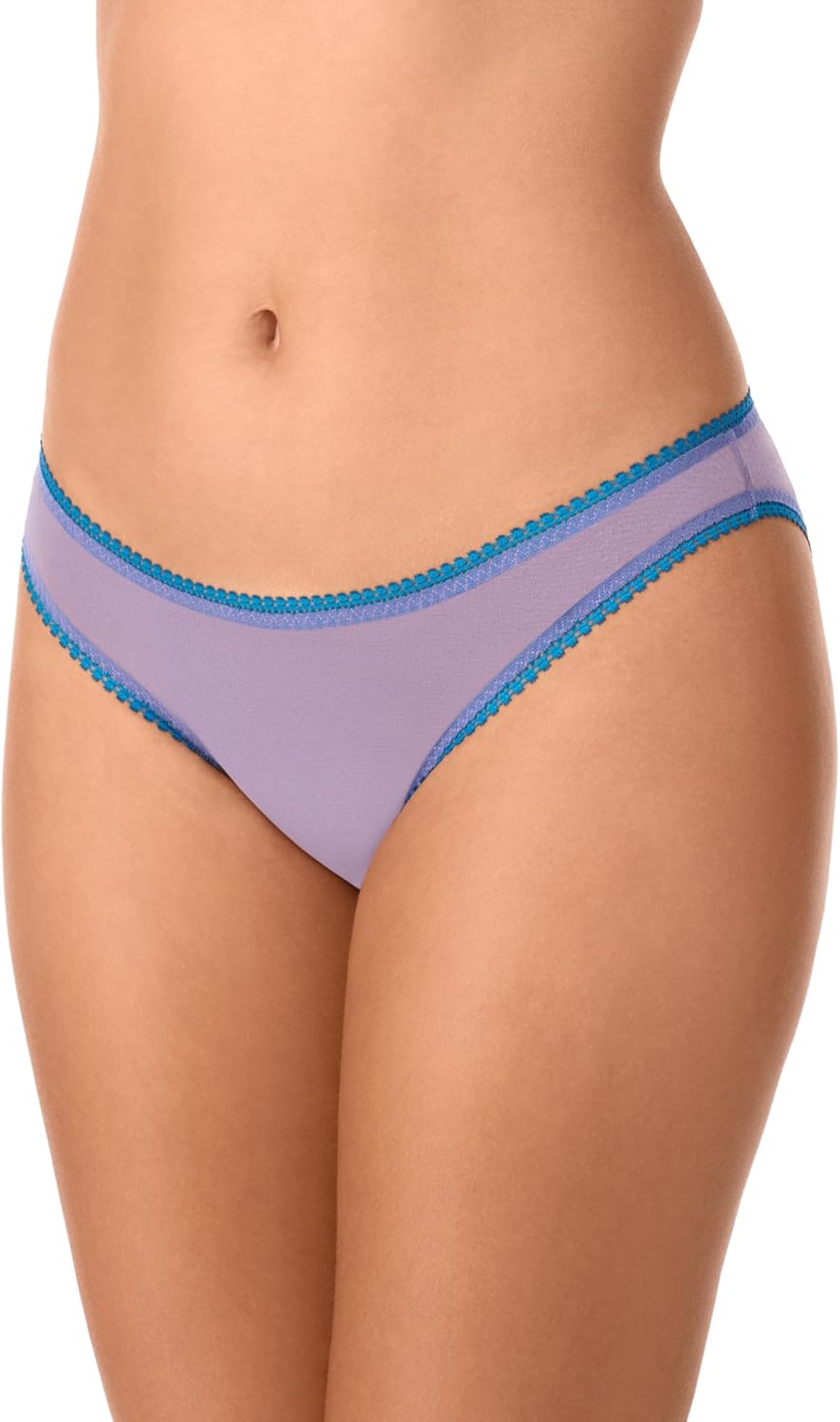 OnGossamer Women's Intimate Apparel Mesh Low-Rise Bikini Panty, Champagne/Blue/Purple, Small - Image 2