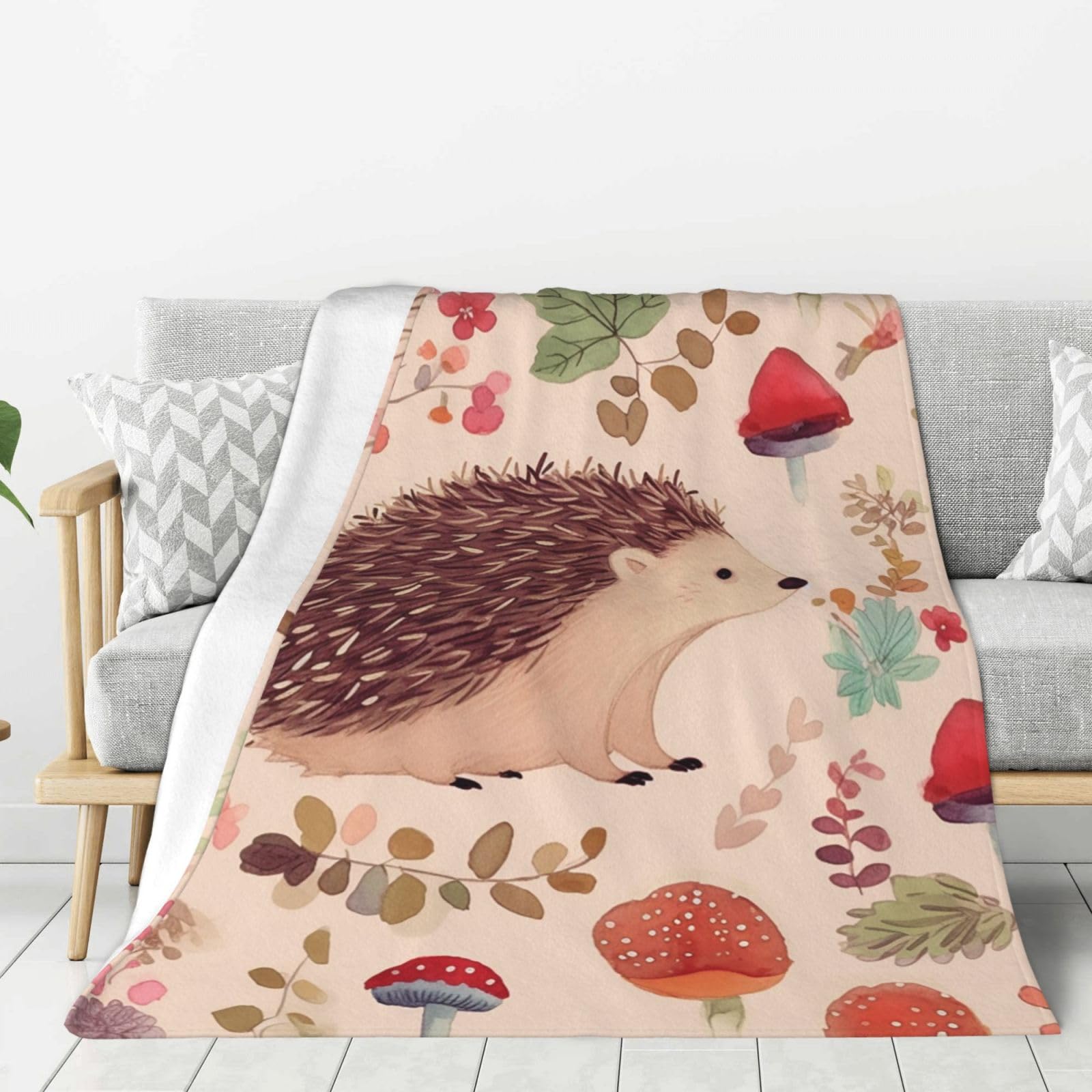 Lovely Hedgehog Throw Blanket Plush Flannel Fleece Blanket, Soft Lightweight Cozy Blankets 80"X60" for Bed Couch Sofa Travel