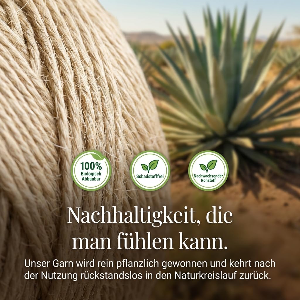 Sisalgarn 2mm 1500m Naturschnur Bindegarn Paketschnur Garten Basteln