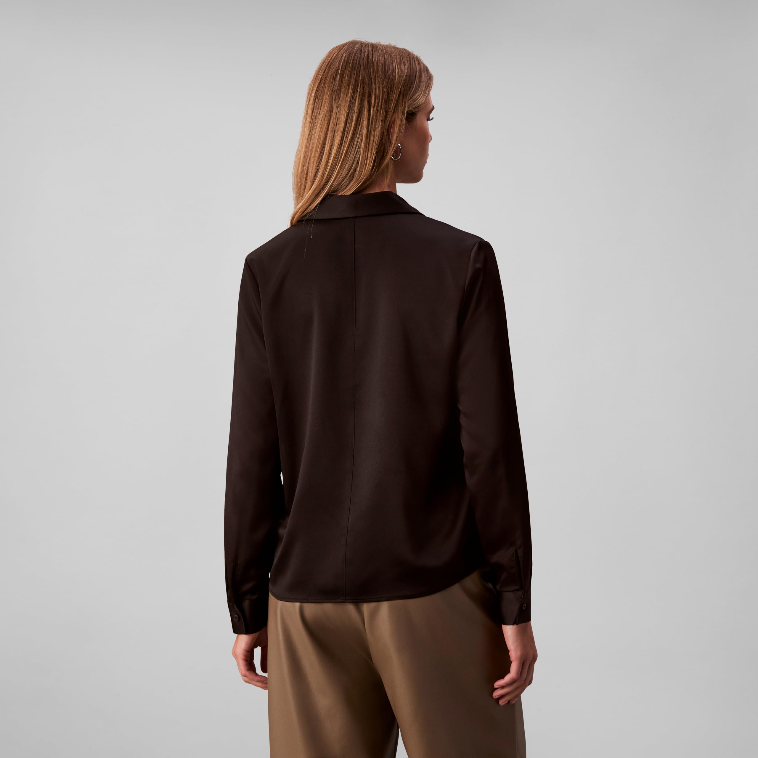 Calvin Klein Damen Satin Button-down Shirt Satin-Knopf-Down-Shirt