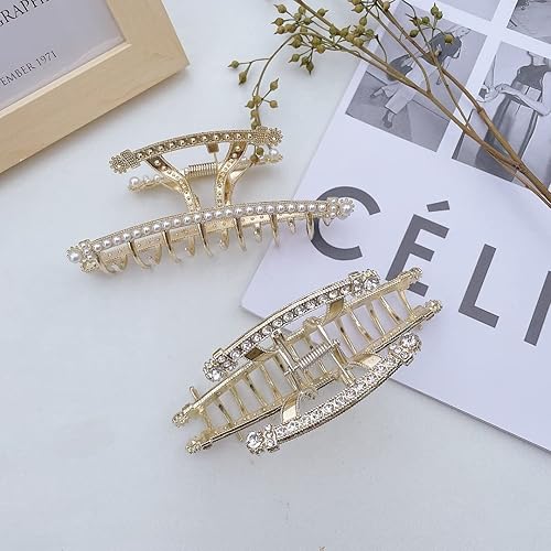 Miniatura 4 de 2 pinzas de metal para el cabello, pinzas para el cabello con diamantes de imitación vintage, pinzas para el cabello con perlas plateadas, pinzas