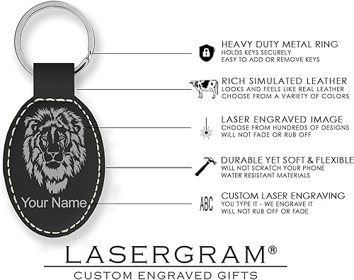 Miniatura 5 de LaserGram Llavero ovalado, motocicleta, grabado personalizado incluido (negro con plata)