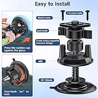 Vista 8 de HEMMOTOP Suction Cup Car Phone Mount, 12 in Heavy Duty Metal Cell Phone Holder for Windshield, 360° Rotation Vacuum Magic Arm for iPhone All