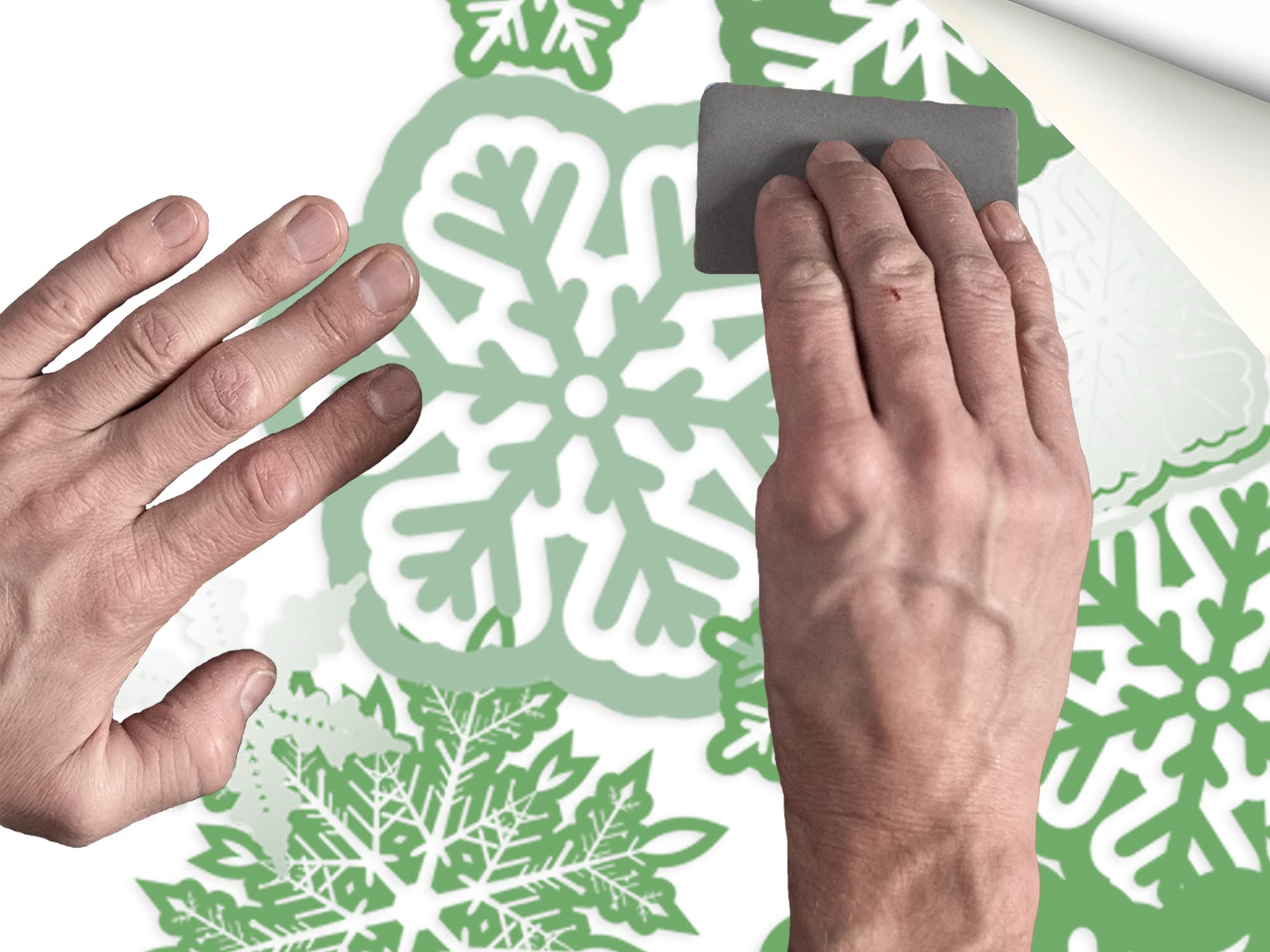 Oedim Vinilo Adhesivo Transparente en Efecto Espejo Feliz Navidad Árbol Color Verde | 152 x 200 cm | Vinilo Económico y Original | Vinilo Reserva de Blanco y Troquelado