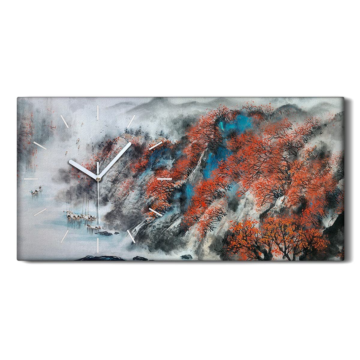 Horloge murale salon 60x30 cm décoration asiatique zen montagne chinoise