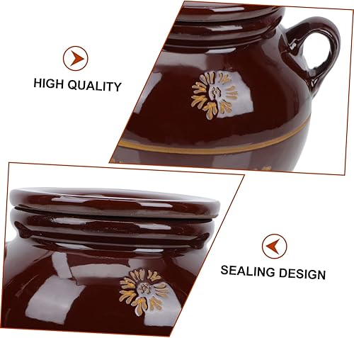 Miniatura 8 de Yardwe Tarro de encurtido de cerámica con capacidad de 4 libras, contenedor de aceite de manteca de cerdo de porcelana china, tarro de