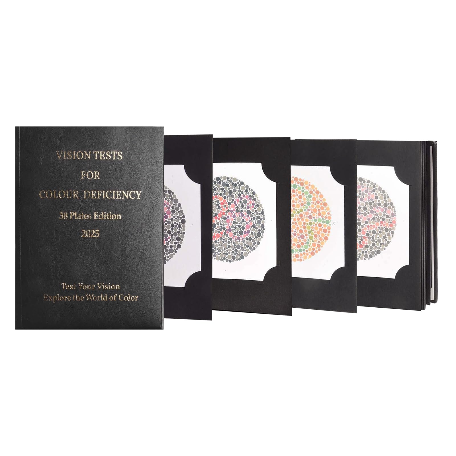 Whychstore Test professionale per daltonismo, libro Ishihara, 38 pezzi, optometria, optometria, test di deficit di colore, Libro di test di optometria con design unico dell'album
