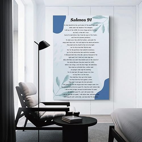 Miniatura 3 de OZTERN Salmo 91 Póster de arte con versículo bíblico español Salmo 91 (6) Pintura en lienzo para decoración de dormitorio, sala de estar, 16 x 24