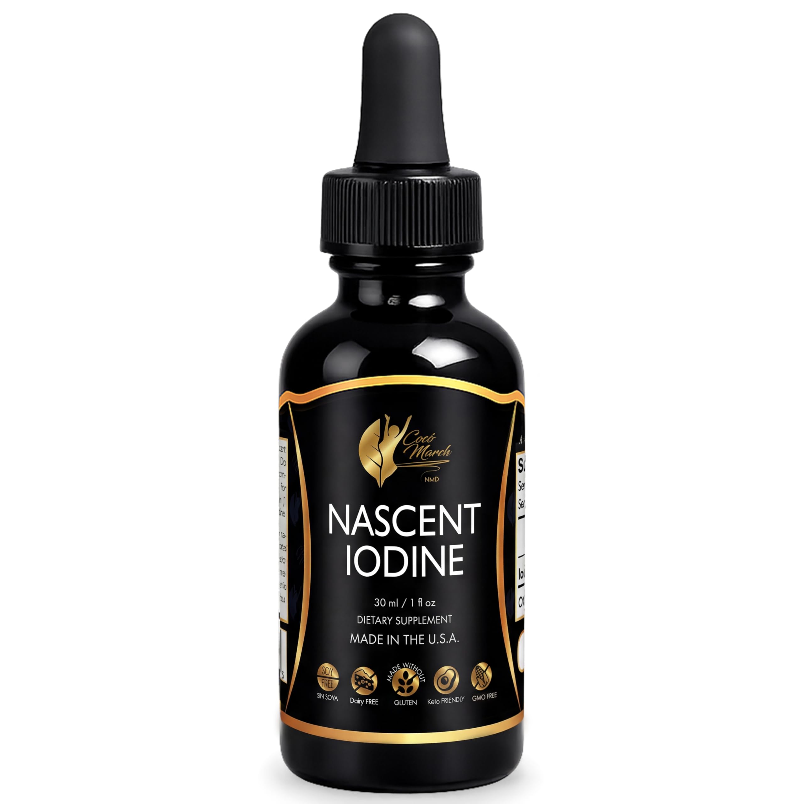 Cocó March N.M.D Nascent-Magnetized Iodine High Concentration, Thyroid & Metabolism Support, Gluten Free, Keto Friendly, Dairy Free, Soy Free, GMO Free, 1050 mcg Per Serving, 1 Fl Oz - 500 Servings