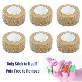 Baisunt 6 Pack 1 Inches Cohesive Bandage Self Adhesive Wrap Elastic Self Adherent Vet Wrap Breathable Self Stick Tape for Wrist, Ankle, Sports, Tatoo Wrap(5 Yards, Skin Color)