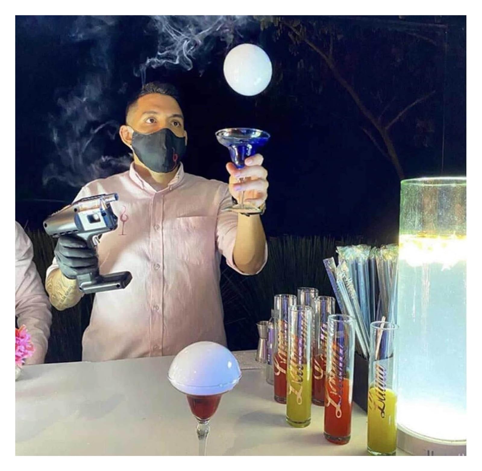 Zestaw do robienia koktajlowych bąbelków, Flavour Blaster, elektryczna pistolet do dymu koktajlowego, przenośny infuzer do dymu, ręczny palacz do zimnego dymu.
