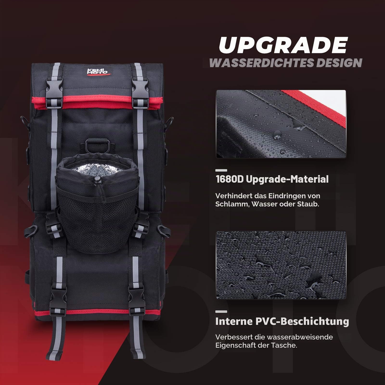 KEMIMOTO ATV-Kotflügeltasche, 130% größer, wasserdichte hintere Aufbewahrungstasche, Getränkehalter, abnehmbar, für Polaris, Sportsman, Scrambler, FourTrax, Can Am, Grizzly, Cfmoto, Kawasaki