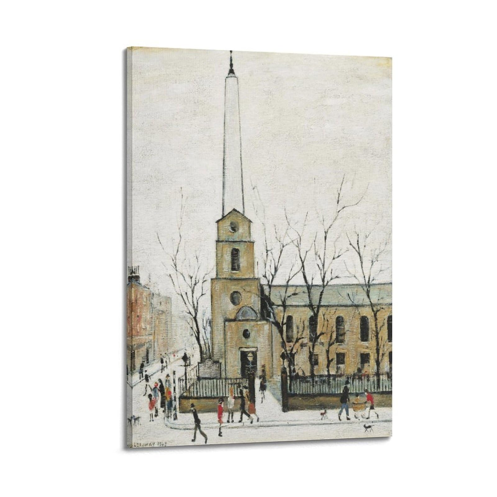 Kangzeng Frame-Style L. S. Lowry Painter Works (The Old Town Hall) Art Posters Wall Art Prints Photo Picture Paintings Room Decor Home Decorative 24X36inch(60X90cm)