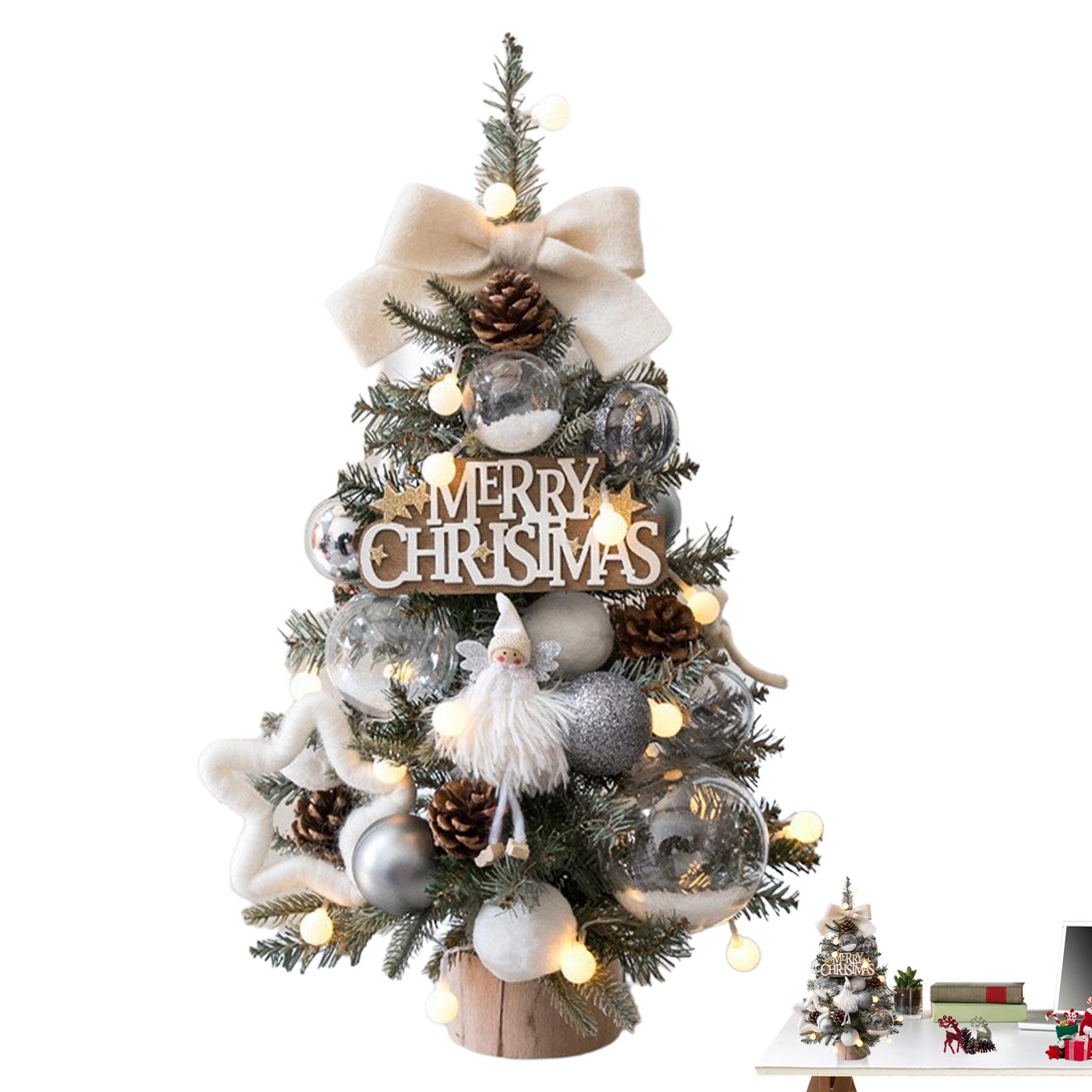 albero di Natale artificiale illuminato da tavolo, 45,7 cm, ornamenti festivi, centrotavola da tavola, ideale per la decorazione della casa, le vacanze, la decorazione e l'esposizione dello | festivi, centrotavola da tavola, ideale per la decorazione dell