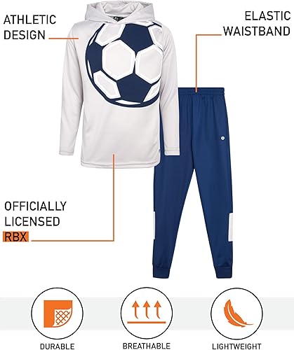 Miniatura 2 de RBX Conjunto deportivo para niño 4 piezas con capucha deportiva térmica y pantalones deportivos de tricot (8-12)