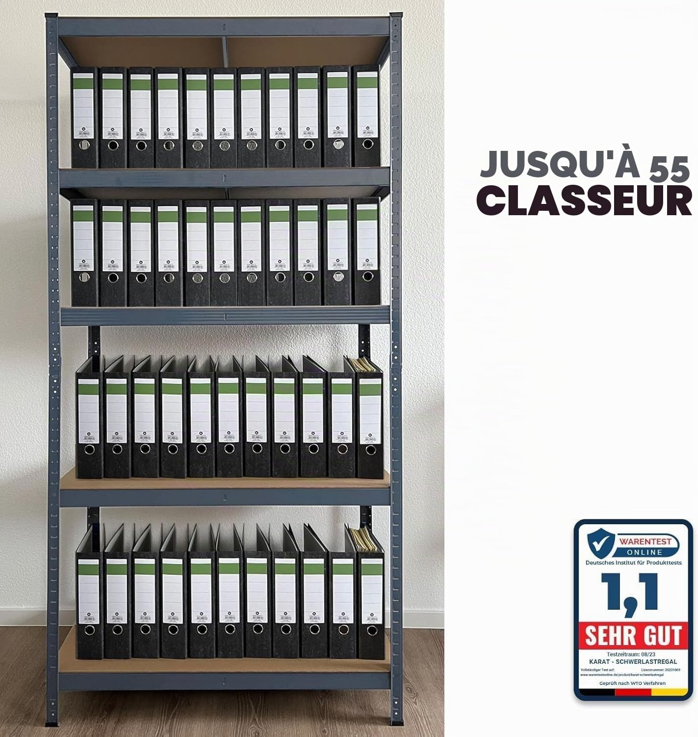 Étagère Étagère pour charges lourdes, garage, cave, atelier, rangement, haute capacité et ajustables (gris anthracite, 180 x 90 x 60 cm)