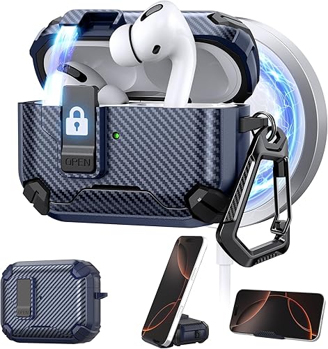 Vista 19 de Maxjoy Funda para AirPods Pro 3 2025 con bloqueo automático MagSafe, compatible con Apple AirPod Pro de 3ª
