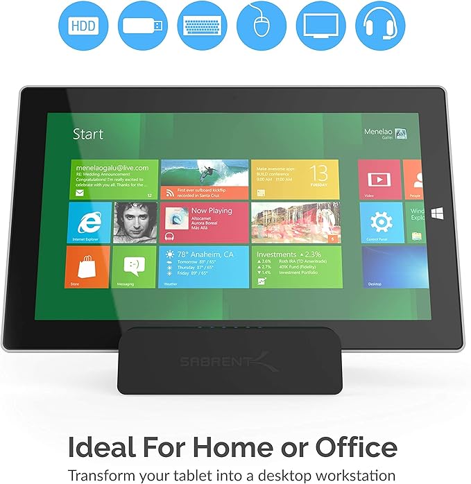 SABRENT Universal Laptop Docking Station + Cable Extensor USB 3.0 miniatura 5