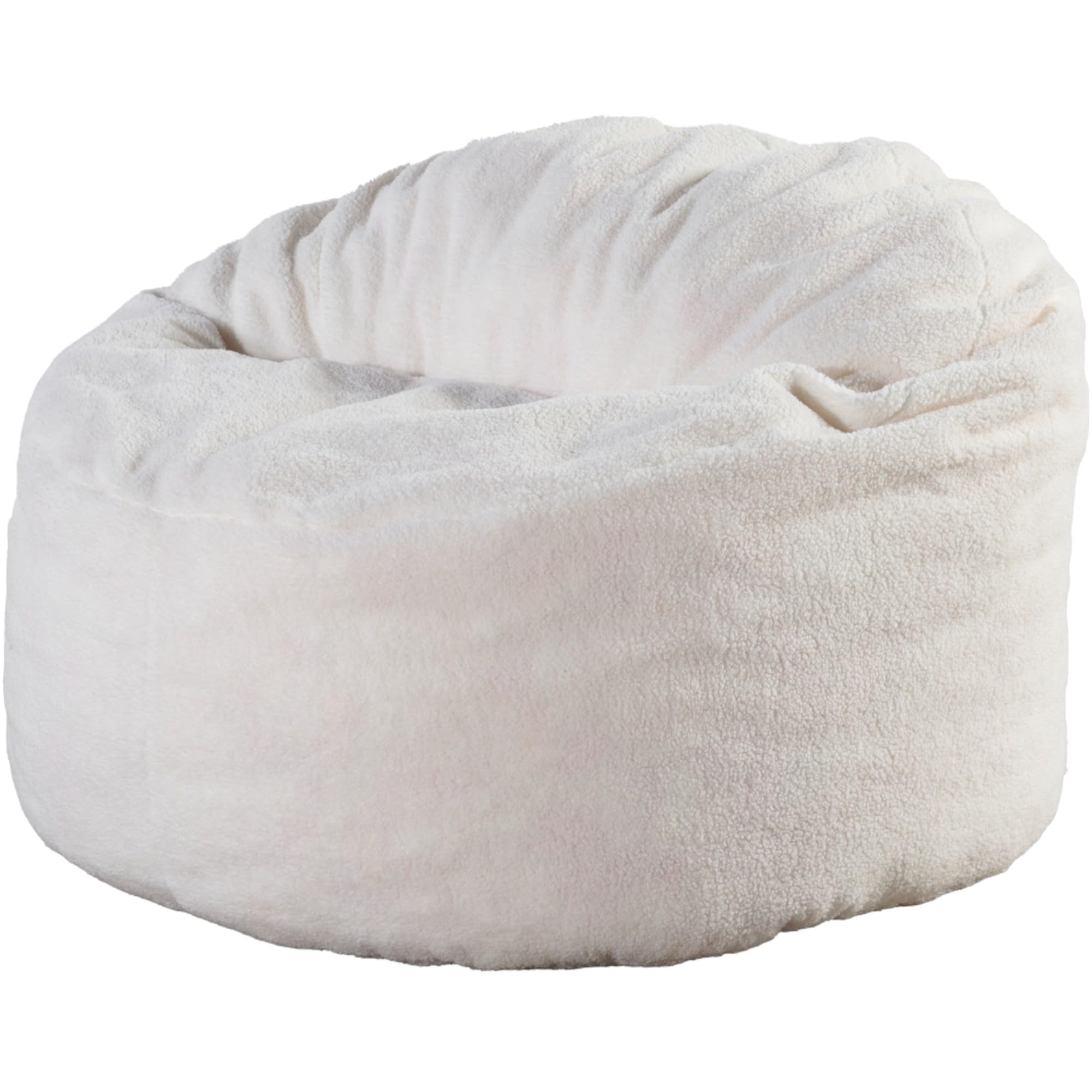 bananair - Puff Salón de Tela Rizada Blanco 100 cm - Suave y Confortable - Puff Pera con Relleno de Espuma Incluido, Óptimo Apoyo para la Espalda - Bean Bag, Sofa Puff Gigante Muy Cómodo