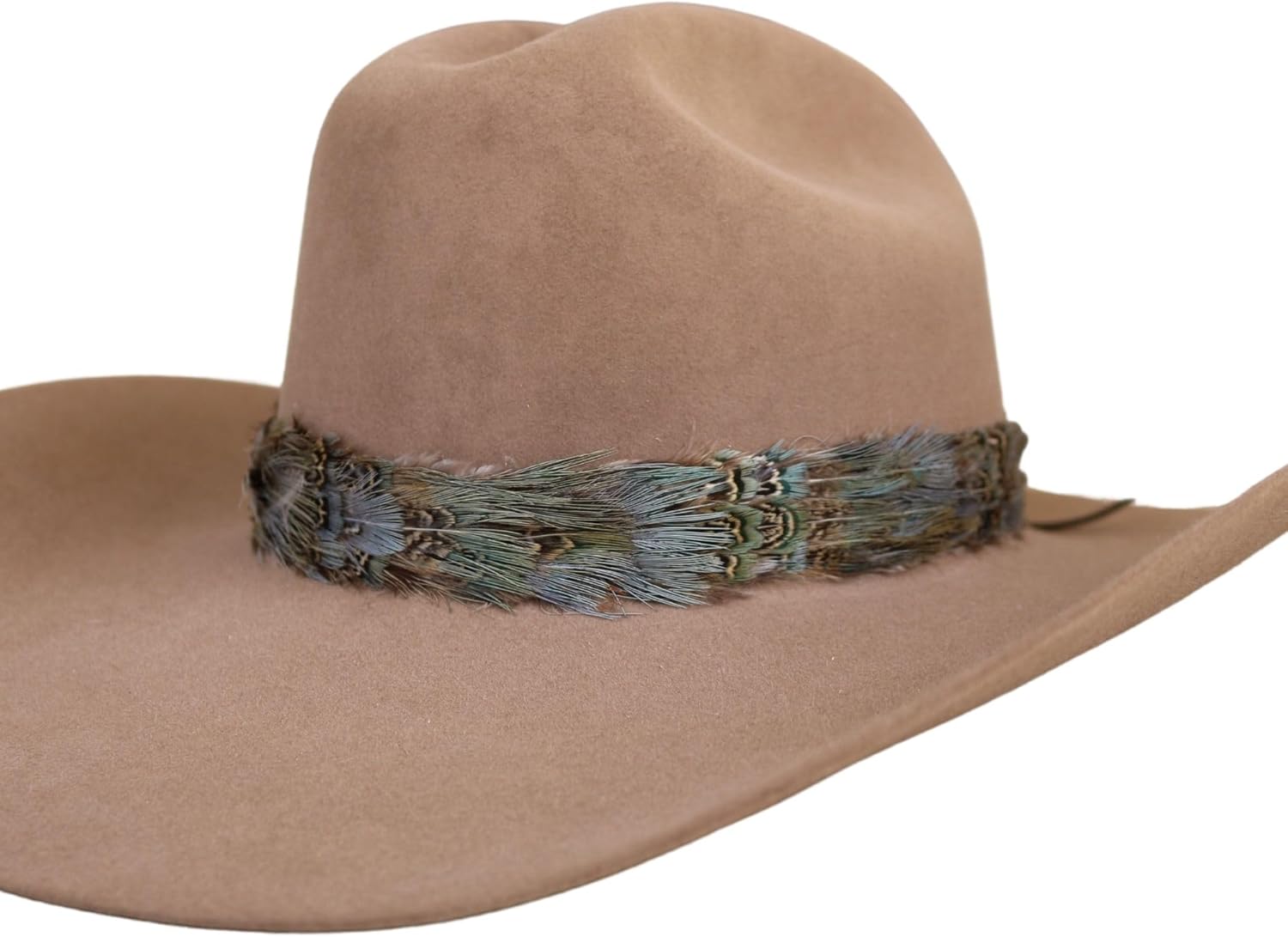 Feather Hat Band for Cowboy Hats and Fedoras for Men and Women Adjustable Western Style Hat Accessory with Natural Brown Feathers Handmade Rustic Look