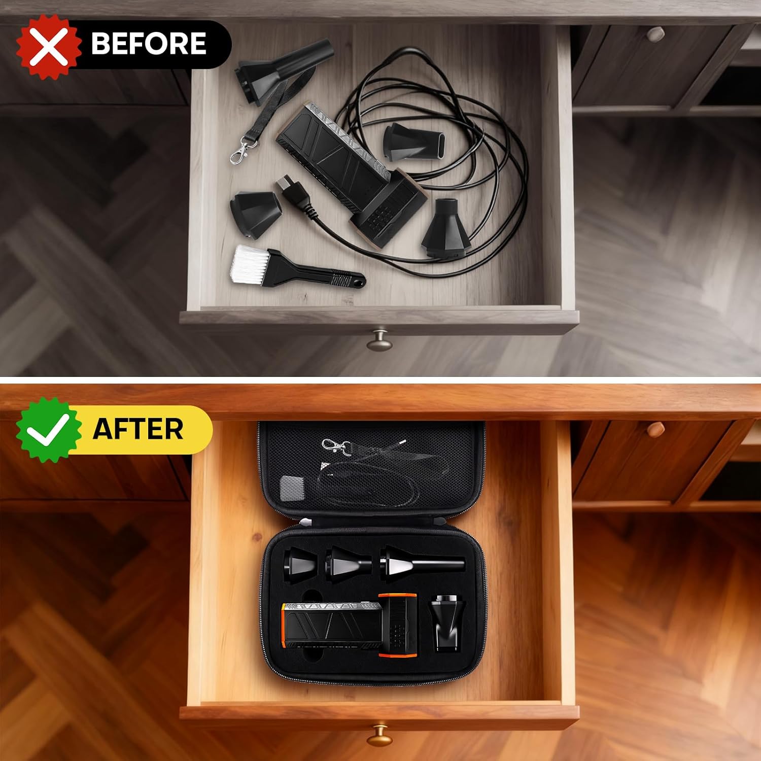 YouKnow Travel Case Compatible with WOLFBOX MF50 Compressed Air Duster - Custom Foam Organizer for Blower Tool & Accessories (Only Case) (Black) - Image 3