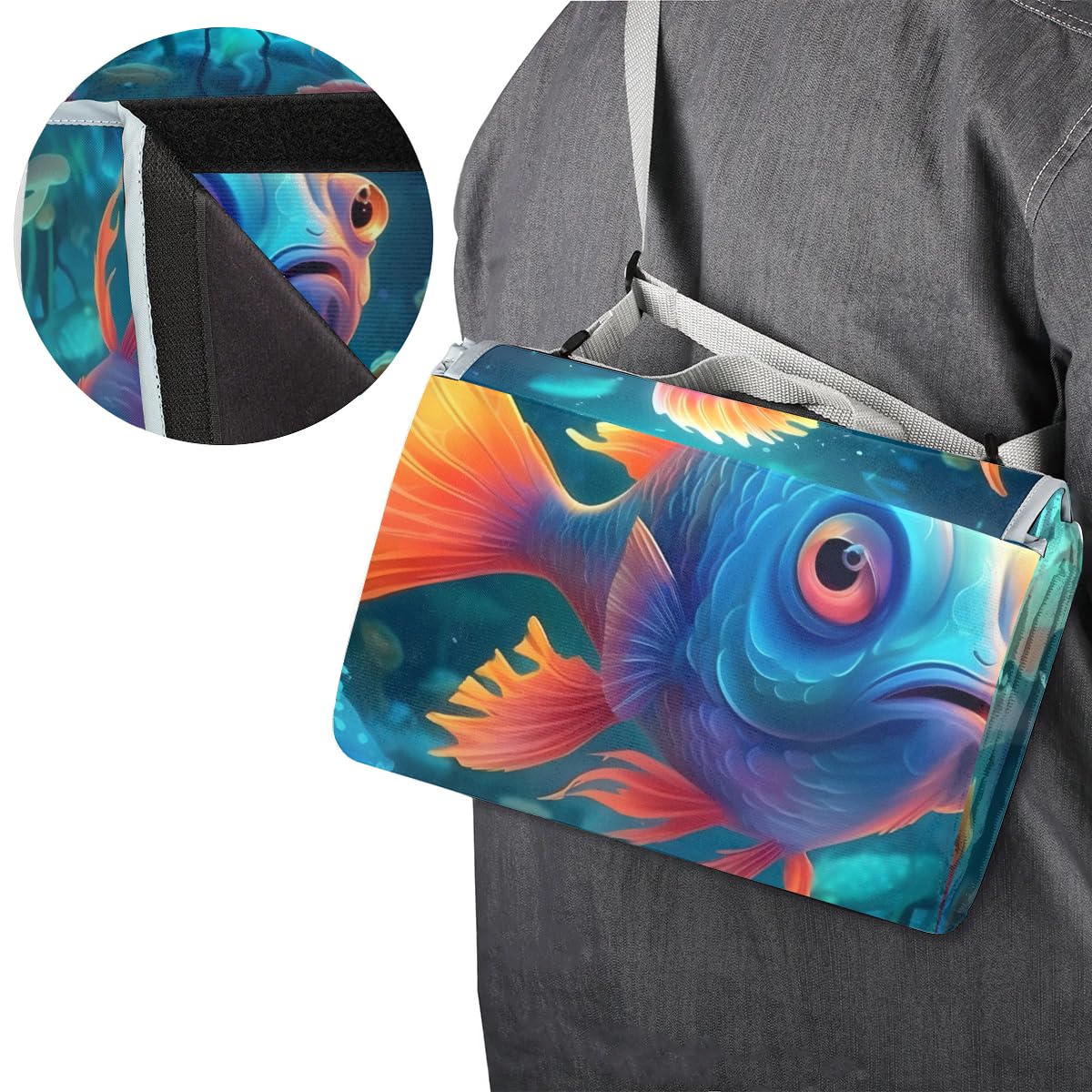 Mantas de picnic de 150 x 145 cm, manta de playa plegable con diseño de océanos coloridos para exteriores, impermeable, para playa, camping, senderismo, picnic
